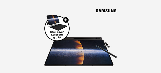 Samsung Galaxy Tab S8 Ultra und Book Cover Keyboard Slim