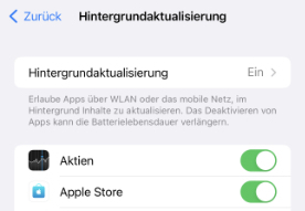iPhone Batteriezustand Hintergrundaktualisierung