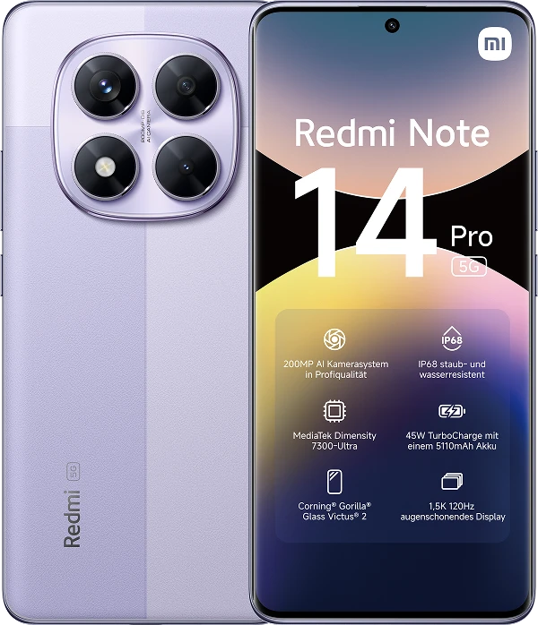 Xiaomi Redmi Note 14 Pro 5G Vorder- und Rückseite(© Xiaomi)
Xiaomi Redmi Note 14 Pro 5G Vorder- und Rückseite