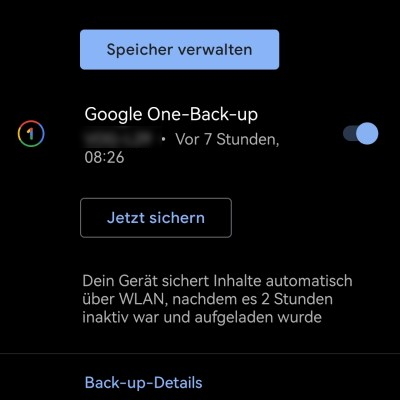 Daten auf neues Handy übertragen Google One Sicherung
