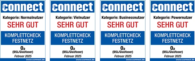  O2 viermal „sehr gut“ beim connect Komplettcheck Festnetz 2025 