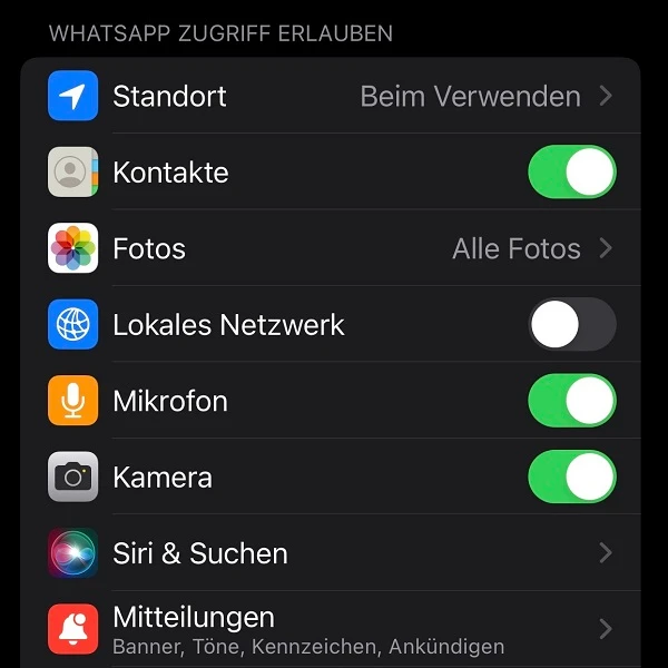 WhatsApp auf Apple Watch Mitteilungen erlauben