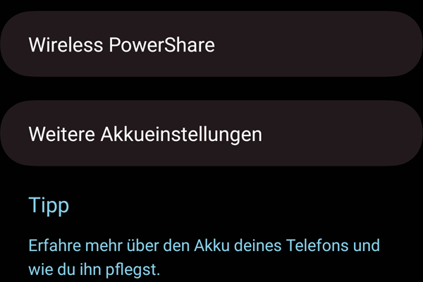 Wireless PowerShare Akku-Limit-einstellen: Schritt 1