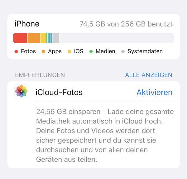 iPhone Speicher iCloud