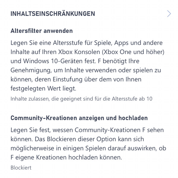 Xbox Family Settings Inhalte einschränken