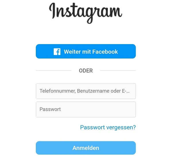 Instagram Passwort vergessen im Browser zurücksetzen