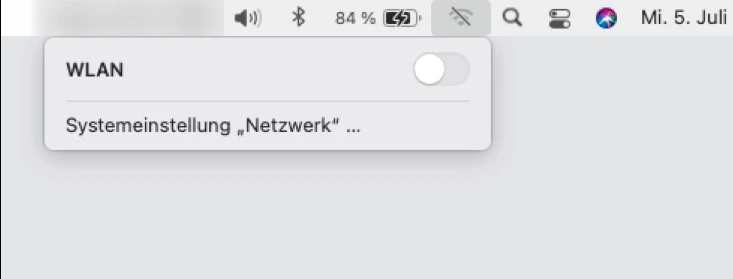 Screenshot mit geöffneten WLAN-Einstellungen beim Mac