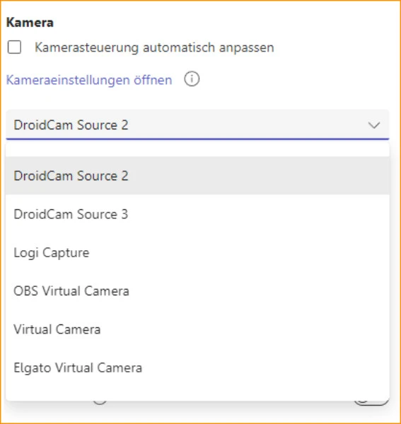 Handy als Webcam Microsoft Teams