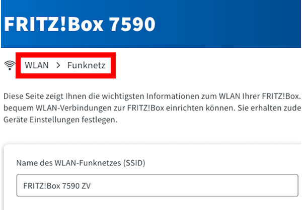 WLAN/Funknetz-Einstellungen der FRITZ!Box 7590