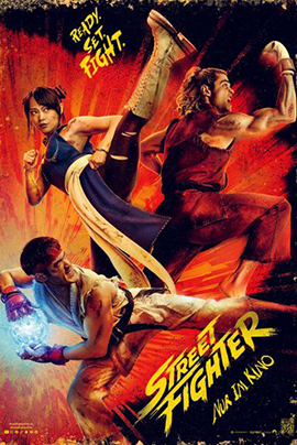 Filmplakat zu Street Fighter: Mehrere Kämpfer sind im Cartoon-Style abgebildet