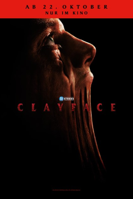 Kinoplakat zu Clayface: Ein dunkel gehaltenes Profil eines Gesichts mit zerlaufener, tonartiger Haut. Ab 22. Oktober nur im Kino