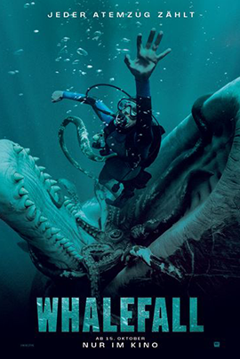 Filmplakat zu WHALEFALL. Ein Taucher versucht aus dem Maul eines Riesen-Wals zu entkommen
