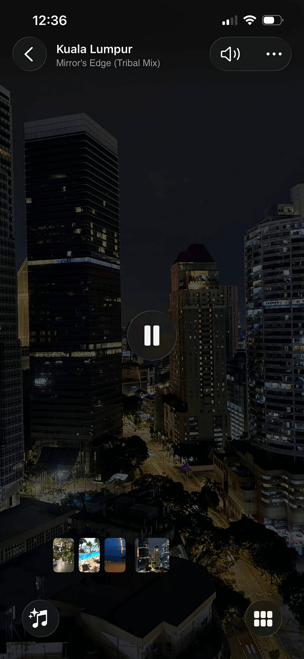 Screenshot vom Rückblick-Video mit Option, Musik festzulegen