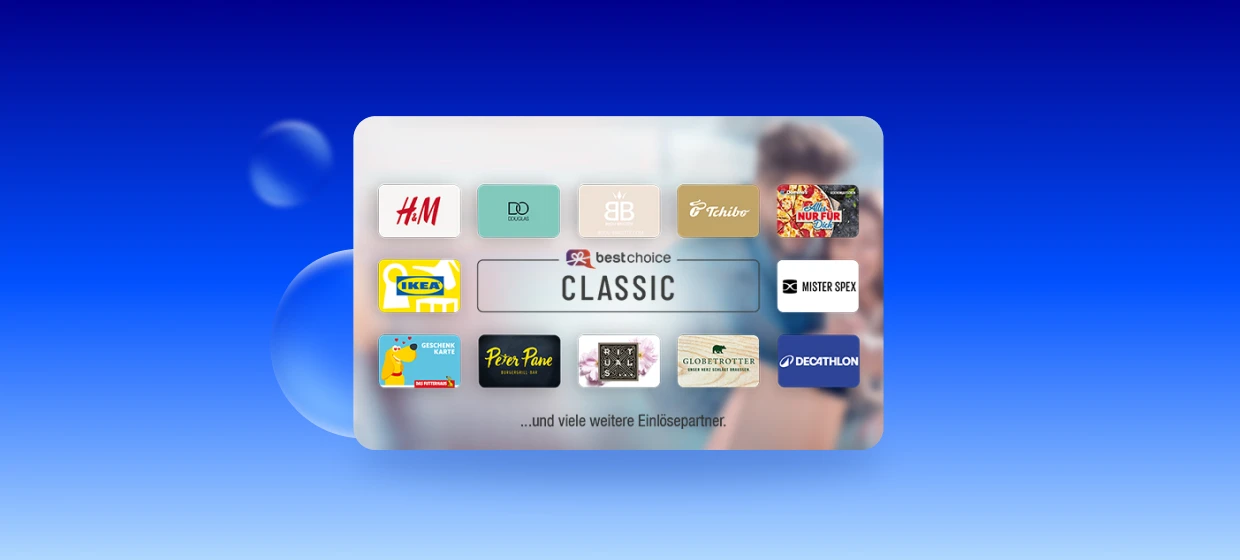  BestChoice-Gutschein mit Logos von H&M, Ikea, Tchibo, Decathlon u.a. 