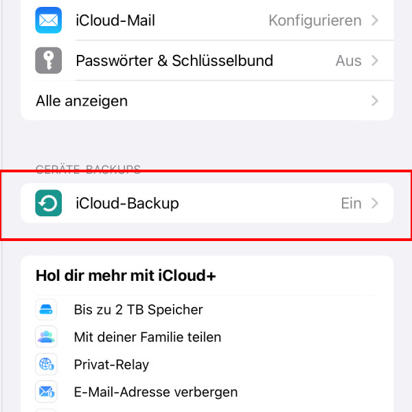 iPhone-Daten übertragen iCloud Backup