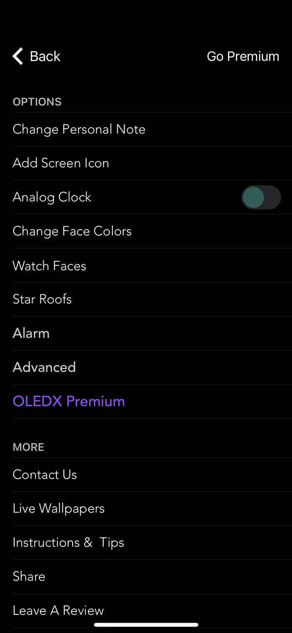 Screenshot von der App OLEDX.