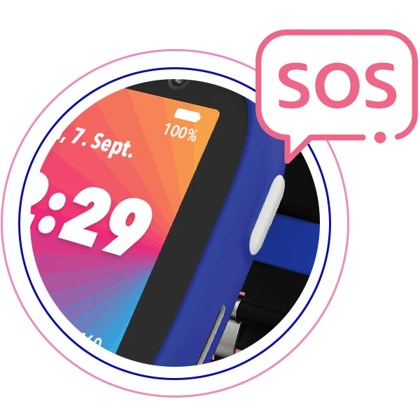 Notfallknopf: SOS-Taste der Kids Watch