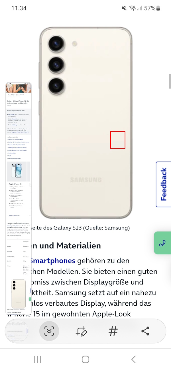 Scrollaufnahme bei Samsung