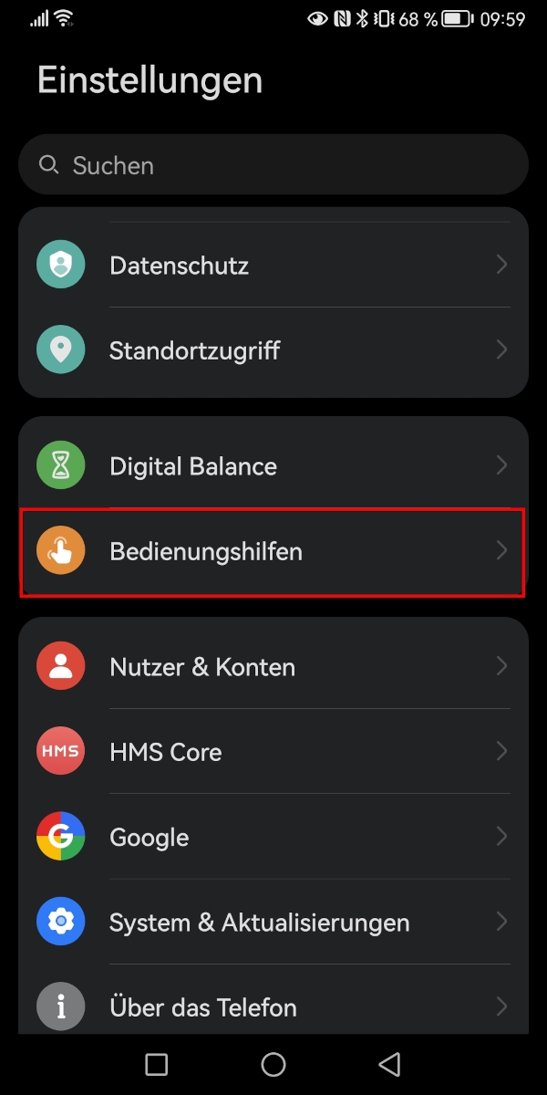 Bedienungshilfen in den Android-Einstellungen