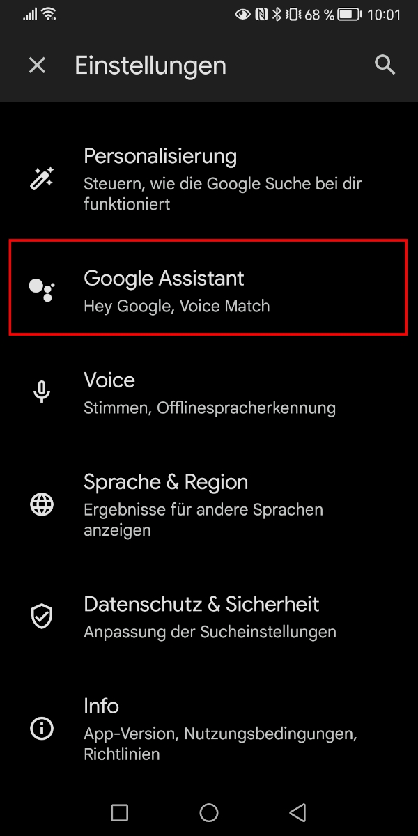 Google Assistant in den Google Apps