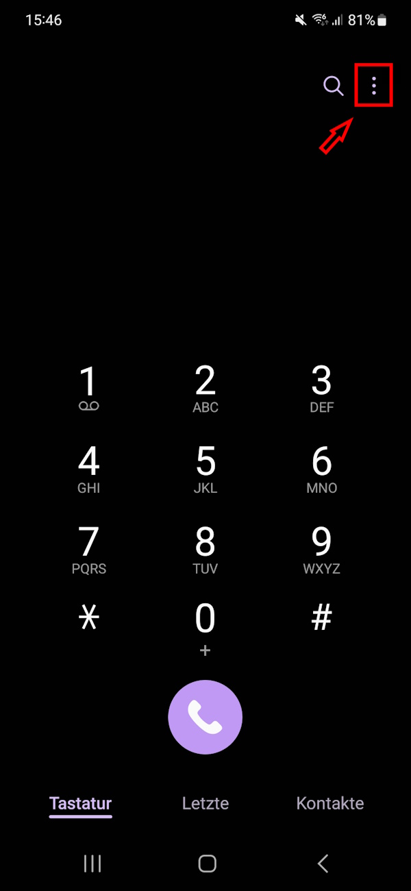 Screenshot der Tastatur in der Telefon-App