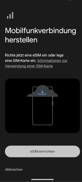 Dual SIM Pixel 9: Tippe auf „eSIM einrichten“