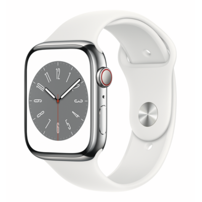 Apple Watch Series 8 in 45 mm und Silber