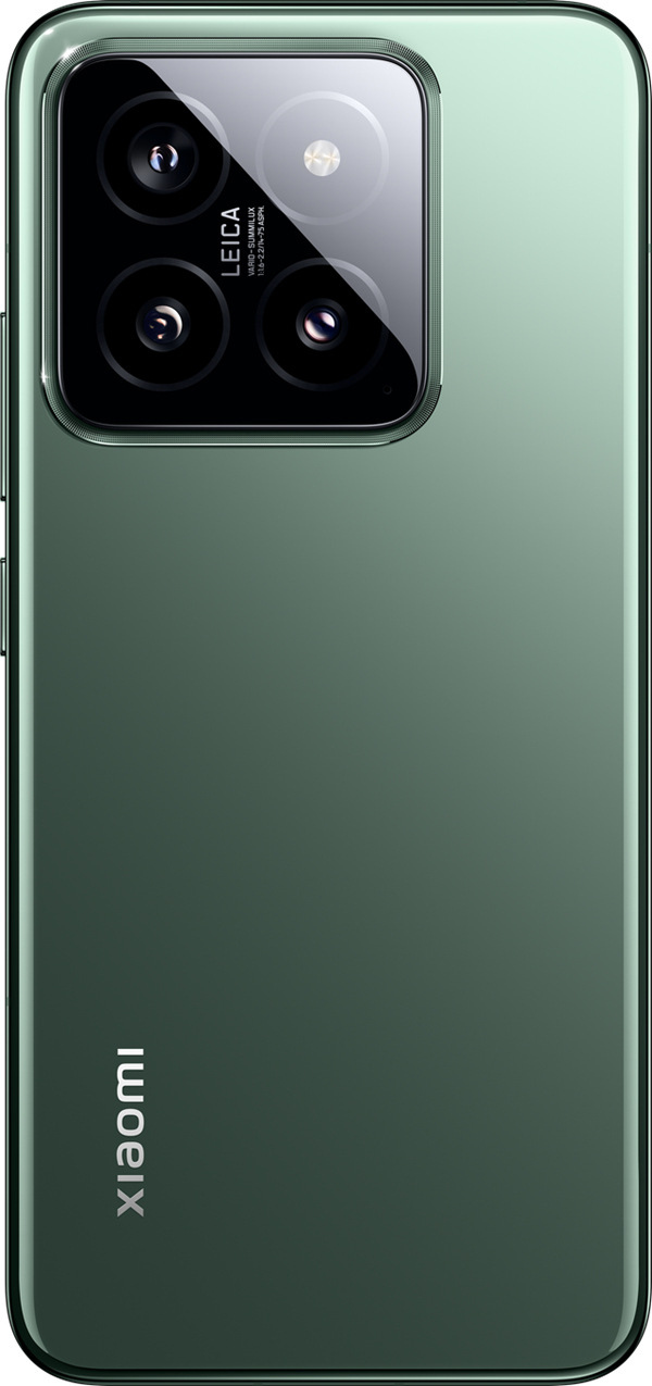 Rückseite und Kamera des Xiaomi 14 in Jade Green