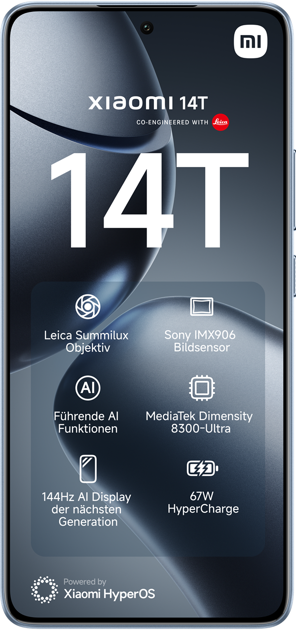 Display des Xiaomi 14T in Titan Blue