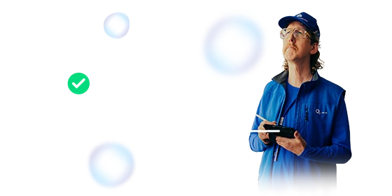  Bild mit Icon zum gratis Installationsservice und Uke Bosse als Servicemitarbeiter 