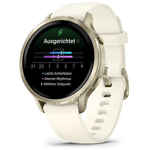  Helle Smartwatch mit rundem Display und Schlafdatenanzeige. 