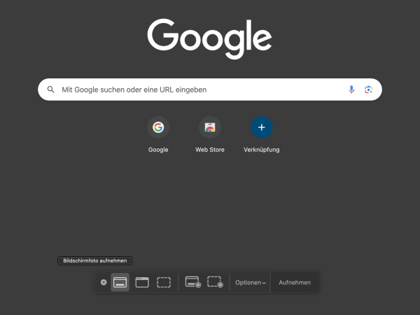Screenshot MacBook Option ganzen Bildschirm aufnehmen