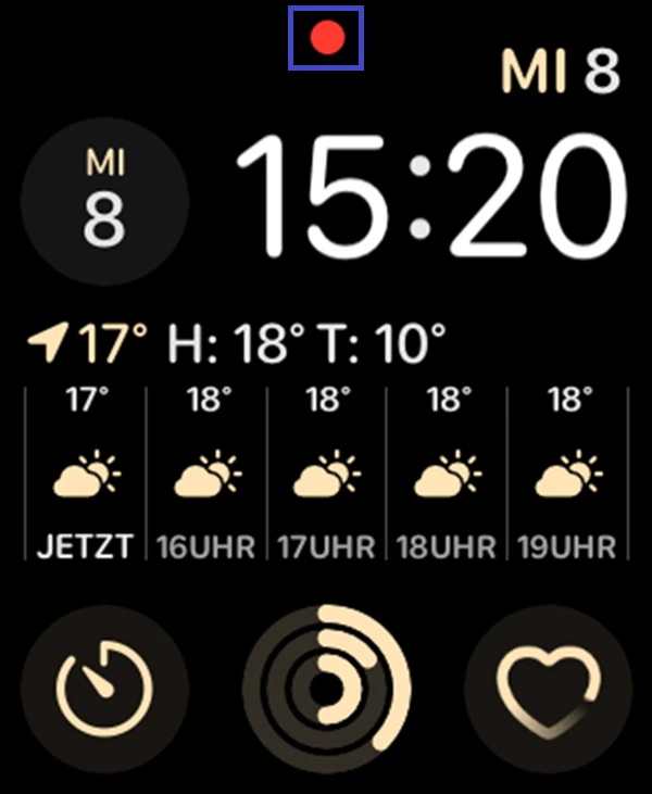 Apple Watch Display mit rotem Punkt