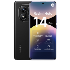 Xiaomi Redmi Note 14 Pro, in Schwarz, Vorder- und Rückseite mit Kamera