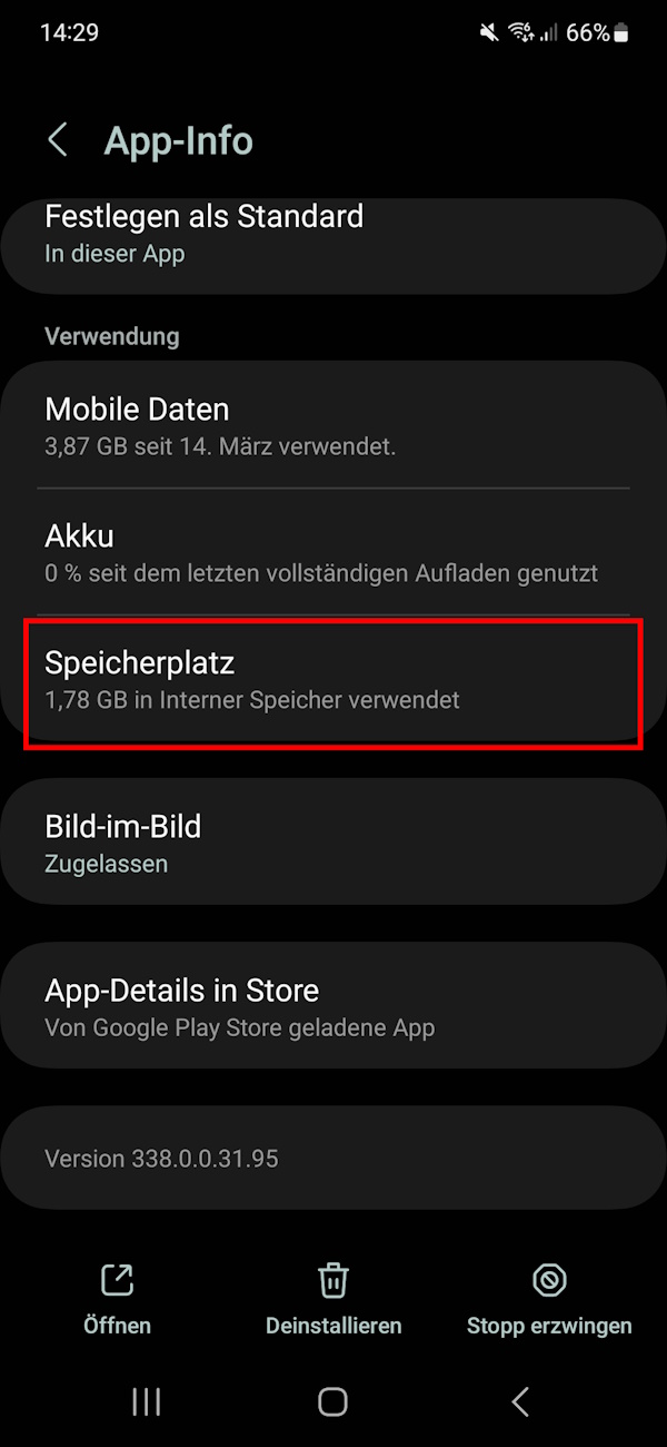 App-Info in den Einstellungen beim Samsung Galaxy S22