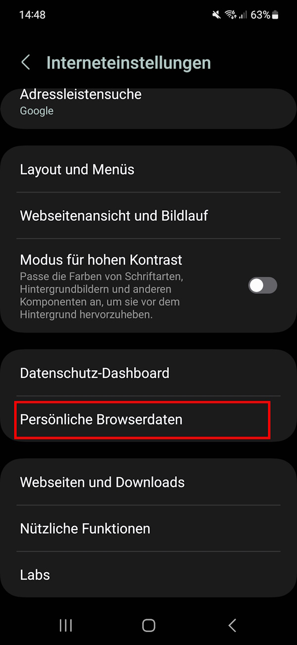 Samsung Interneteinstellungen