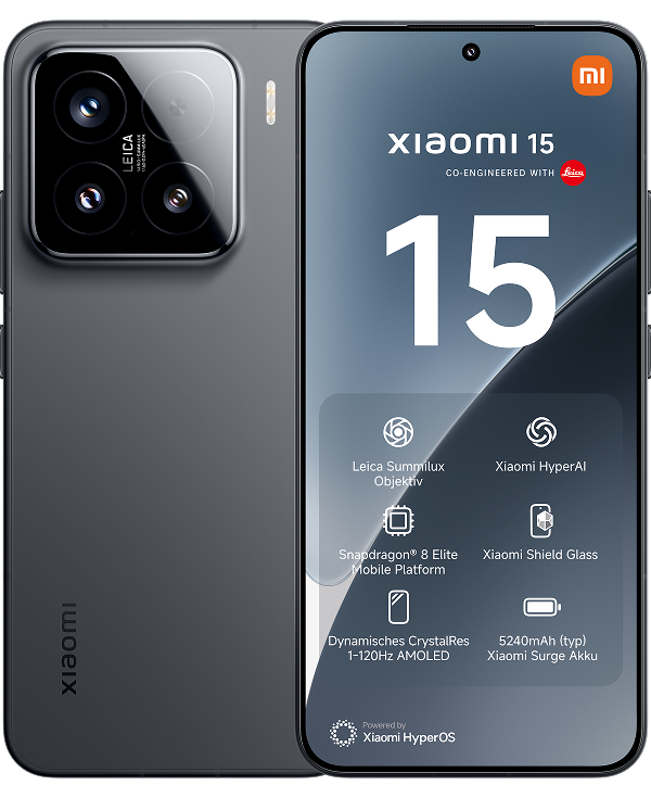 Das Xiaomi 15 von hinten und vorne