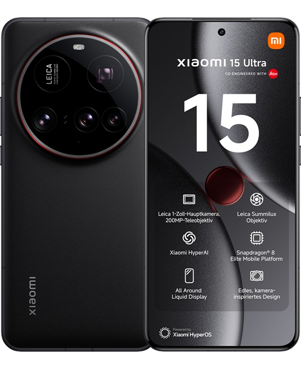 Das Xiaomi 15 Ultra in der Ansicht von hinten und vorne.