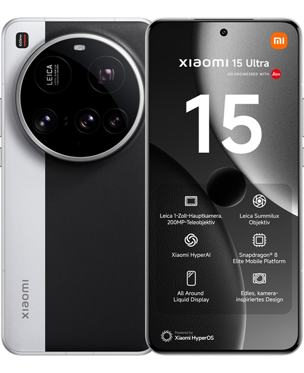 Das Xiaomi 15 Ultra in der Ansicht von hinten und vorne.