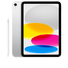 Vorder- und Rückansicht des Apple iPad (11.Gen) 5G in Silber mit gratis Apple Pencil