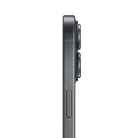  Seitenansicht des schwarzen iPhone 17 mit sichtbarem Kamerabuckel und seitlicher Taste 