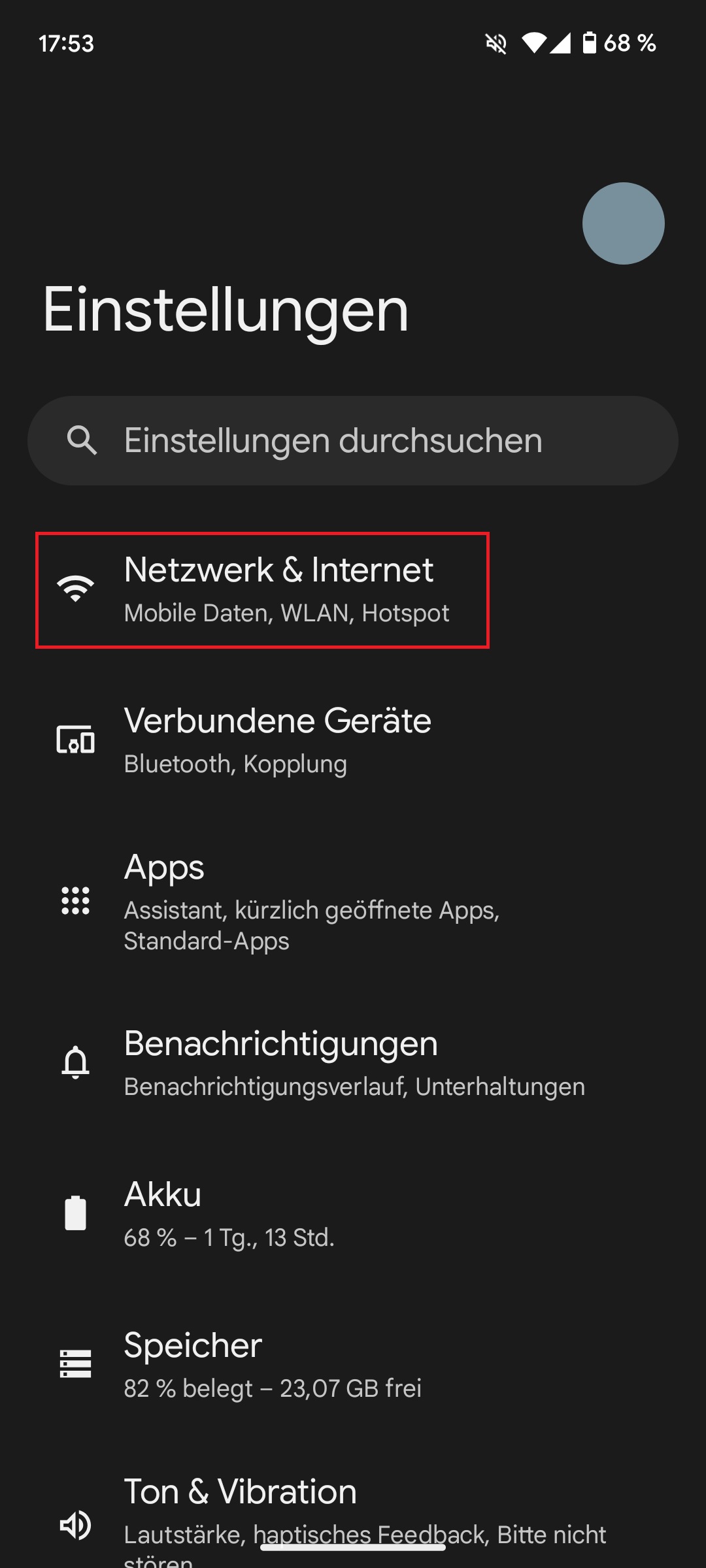 Die Einstellungen auf dem Handy