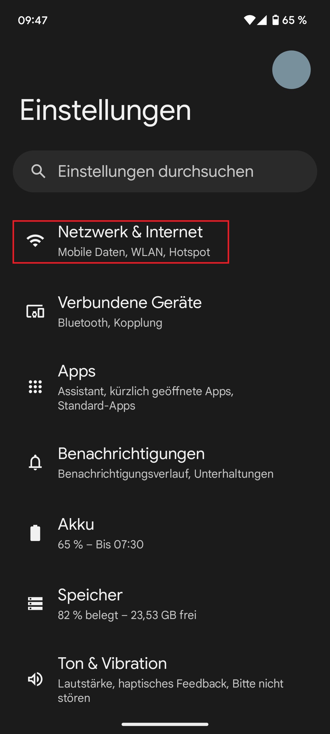Die Einstellungen auf dem Handy
