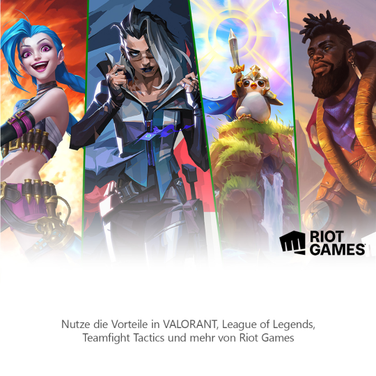 Riot Games. Schrift: Nutze die Vorteile in VALORANT, League of Legends, Teamfight Tactics und mehr von Riot Games