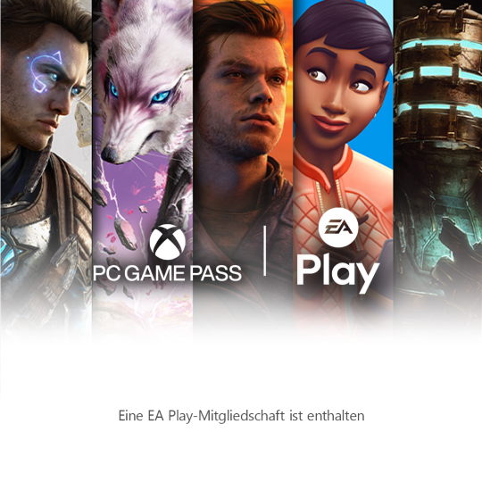 Verschiedene Spielcharaktere. Schrift: Eine EA Play-Mitgliedschaft ist enthalten