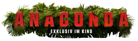  Schriftzug ANACONDA EXKLUSIV IM KINO. Im Hintergrund grüne Blätter 