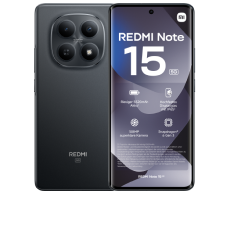 Vorder- und Rückansicht des Xiaomi Redmi Note 15 5G in Schwarz