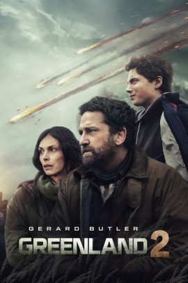 Filmposter zu „Greenland“ mit mehreren Personen im Vordergrund vor einer bedrohlichen Natur und Stadtkulisse; der Filmtitel ist deutlich im Bild platziert.