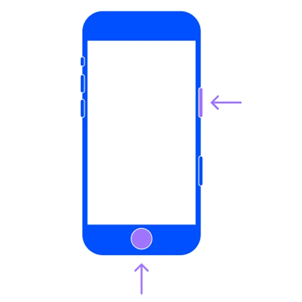  Stilisierte Ansicht eines iPhones, hervorgehoben die Standby- und Home-Taste
