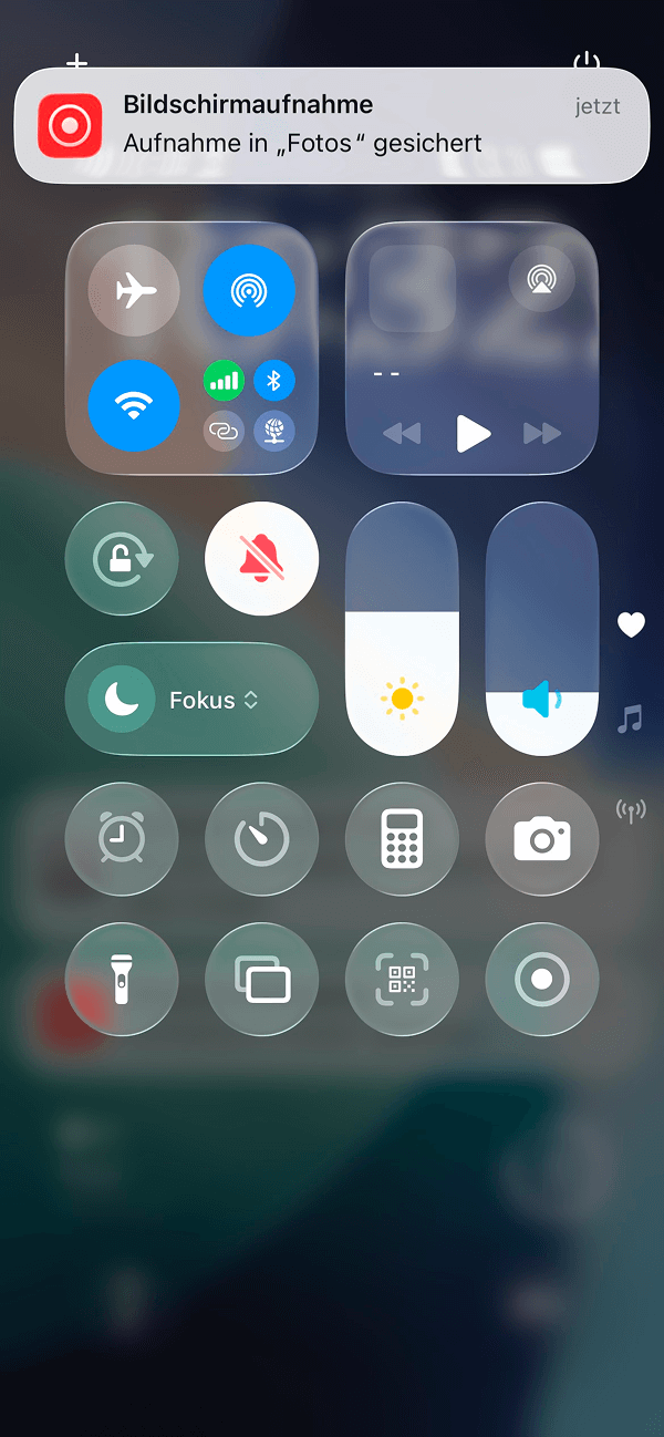 Screenshot „Bildschirmaufnahme in „Fotos“ gesichert“